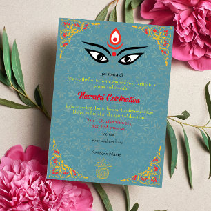 Navratri Durga Puja Firande Golden Inslag Inbjudningar