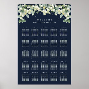 Navy 24x36" 25 Bordsplatser för 8 sittplatser Diag Poster