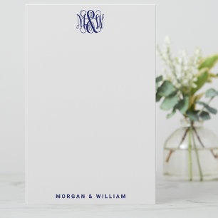 Navy 3 Initial Vin Mönsterbokstav B&G DIY BG Brevpapper