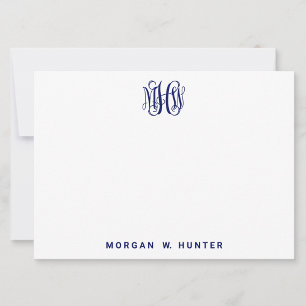 Navy 3 Initial Vin Mönsterbroderi DIY BG Tack Kort