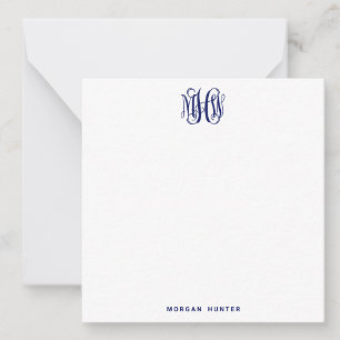 Navy 3 Initial Vinstämpel Monogram Gör-det-själv B Anteckningskort