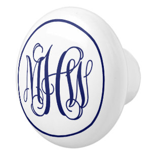 Navy 3 Initial Vinstickad Monogram Gör-det-själv B Knopp