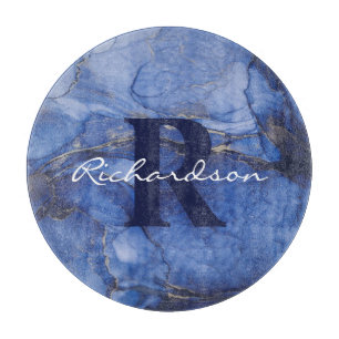 Navy Agate Monogram och Namn Marble Luxury