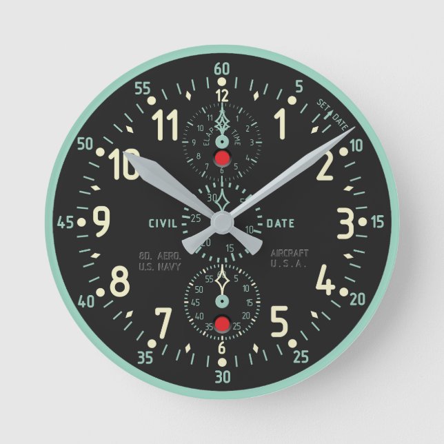 NAVY Aircraft Clock imitation Rund Klocka (Framsida)