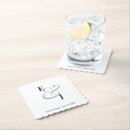 Navy Ampersand Bröllop | Cocktail  Underlägg Papper