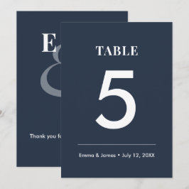 Navy Ampersand Bröllop | Modern Bordnummer Inbjudningar