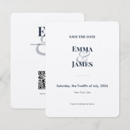 Navy Ampersand Save the Date | Bröllopskort Spara Datumet