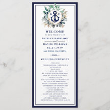 Navy Anchor Monogram Greenery Wandan Bröllop