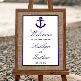 Navy Anchor på Burlap Beach Bröllopssamling Poster