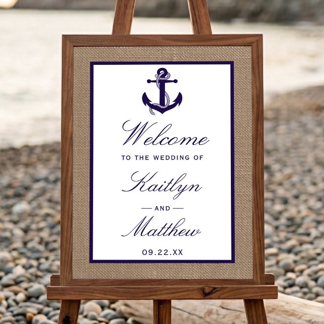 Navy Anchor på Burlap Beach Bröllopssamling Poster (Skapare uppladdad)