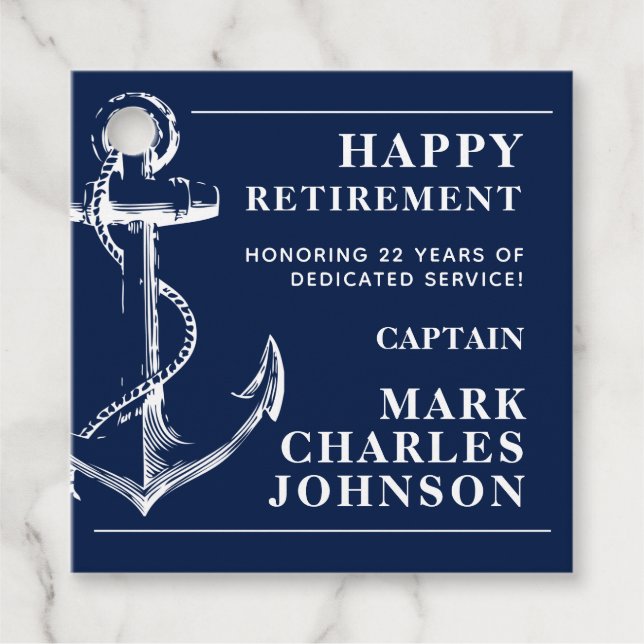 Navy Anchor Pension Gåvor Etiketter (Framsida)