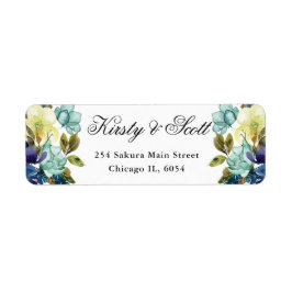 Navy and Blue Summer Flowers adress Returadress Etikett