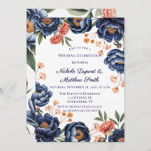 Navy and Burnt Orange Floral Wedding Celebration