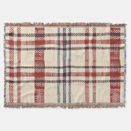 Navy and Cream Rustic Plaid Pattern Filt