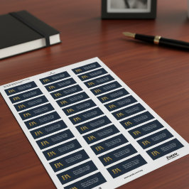 Navy and Gold Monogram Law Firm Address Labels Returadress Etikett
