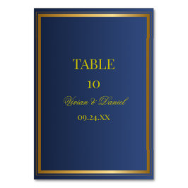 Navy and Gold Wedding Table Number Card Bordsnummer