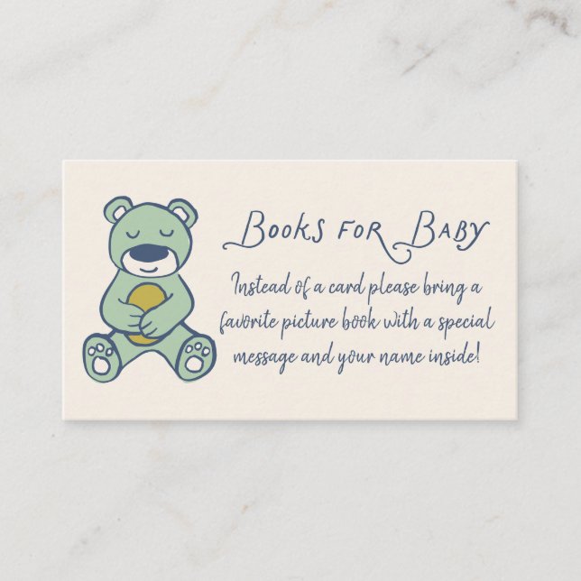 Navy and Mint Doodle Teddy Bear Book Request Tilläggskort (Framsida)