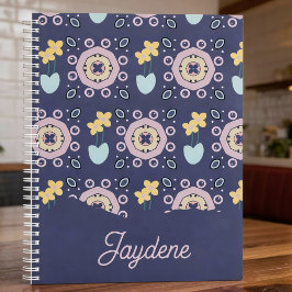 Navy And Pastel Geometric Floral