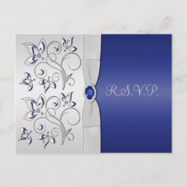 Navy and Silver R.S.V.P. Card Inbjudan Vykort
