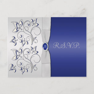 Navy and Silver R.S.V.P. Card Inbjudan Vykort