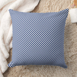 Navy and White Angled Stripes Kudde