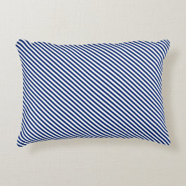 Navy and White Angled Stripes Prydnadskudde