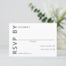 Navy and White Elegant Minimalist Modern Bröllop OSA Kort