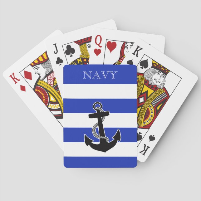 Navy Ankar - anpassa med namn eller annan text Casinokort (Baksidan)