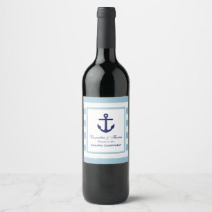 Navy Ankar Navy Ram #2 Vit Rand Diag DIY BG Vinflaska Etikett