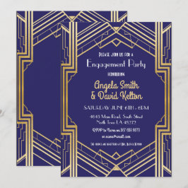 Navy Art Deco Bröllopsinbjudan Gatsby 1920 Inbjudningar