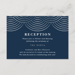 Navy Art Deco Strängljus Receptions Kort