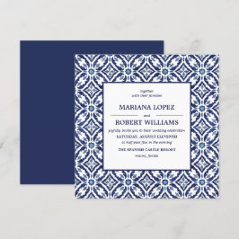 Navy Azulejo | Spaniens Tile Mönster Bröllop Inbjudningar