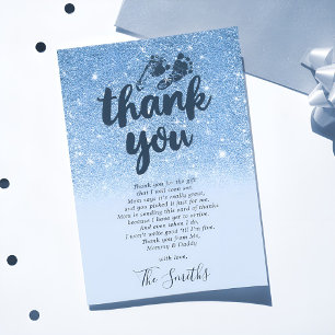 Navy Baby Blue Glitter Ombre Barnkalas Tack Kort
