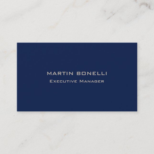 Navy & Babyblå Enkel Modern Minimalistisk Visitkort (Framsida)