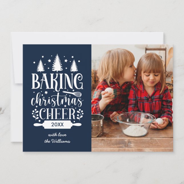 NAVY | BAKING CHRISTMAS CHEER Single PHOTO Julkort (Framsida)