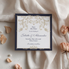 Navy Barocke Save the Date-kort Inbjudningar