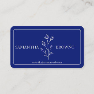 Navy Beige Inramad Blomma Visitkort