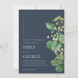 NAVY BERRY LÖVS FOLIAGE GREENERY WEDDING INVITE TACK KORT