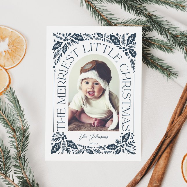 Navy Berry Merriest Little jul Arch Photo Julkort (Skapare uppladdad)