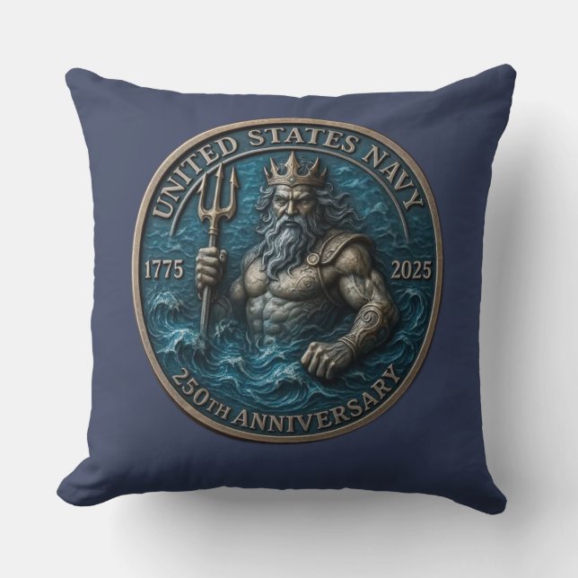 Navy Birthday Neptune Kudde (Framsida)