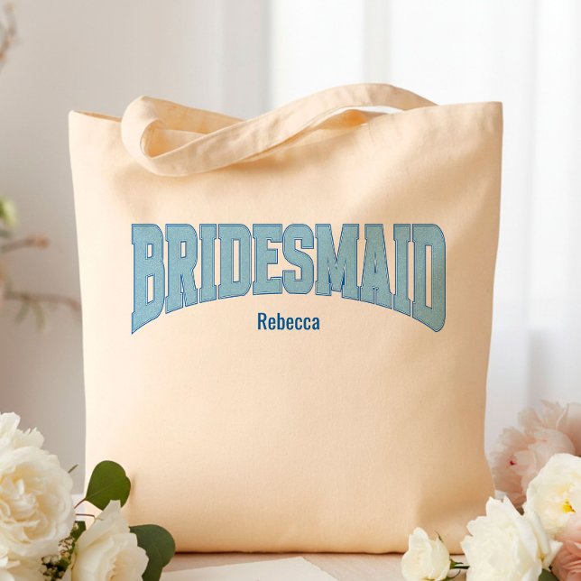 Navy + Blå Falsk Glitter BRIDESMAID Tygkasse (Personalize with names, dates, locations or events)