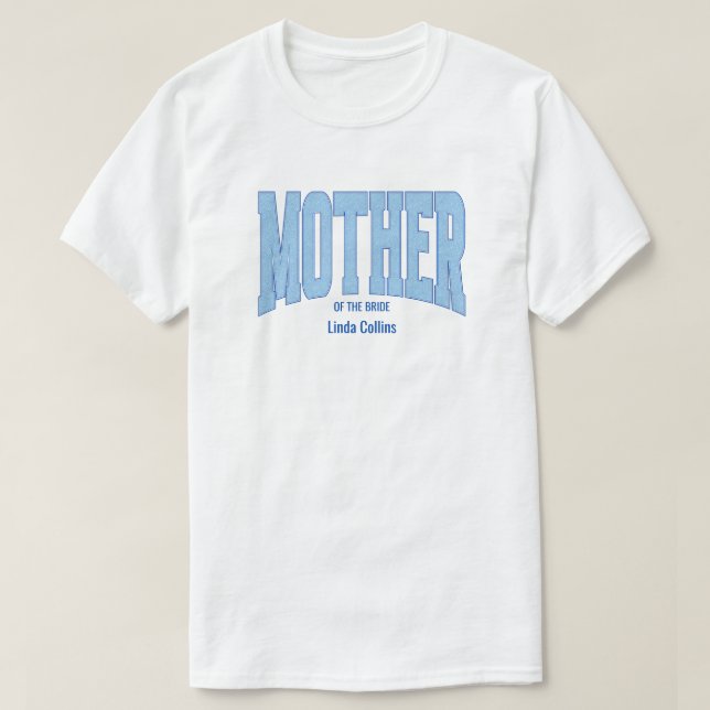 Navy + Blå Falsk Glitter MOR TILL BRUDEN T Shirt (Design framsida)