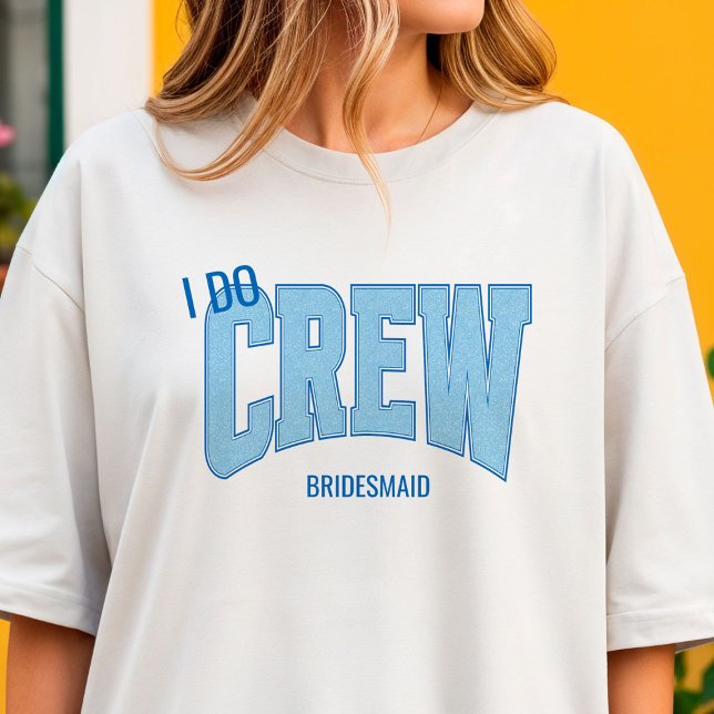 Navy + Blå Falskt Glitter JAG GÖR CREW Systerbruds T Shirt (Personalize with names, dates, locations or events)