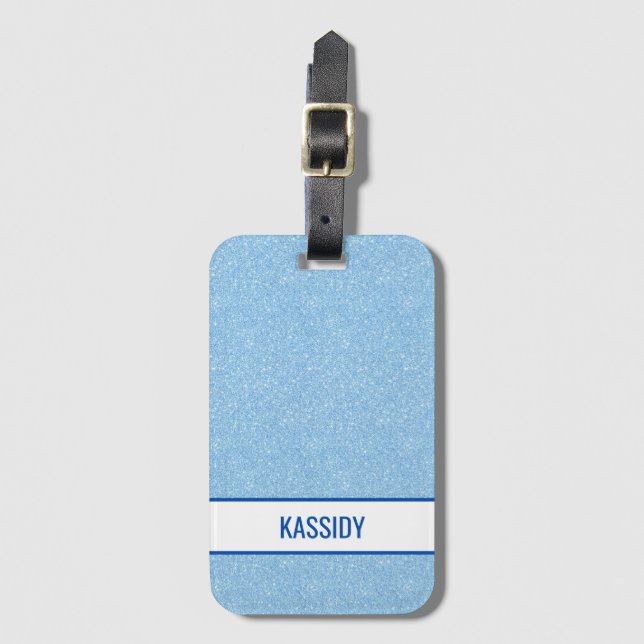 Navy + Blå Falskt Glitter Sällskapsdam Bagagebricka (Framsida vertikal)