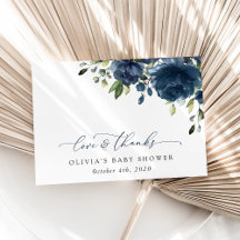 Navy Blåa blommor, Greenery, Boho, Baby Shower