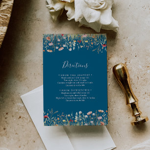 Navy Blissful Boho Vildblomma Bröllopsanvisningar Tilläggskort