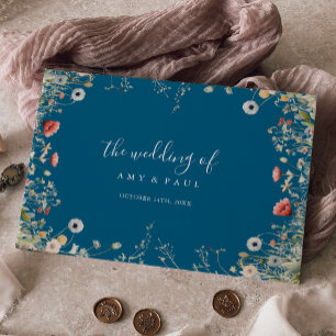 Navy Blissful Boho Wildblomma Bröllop Gästböcker