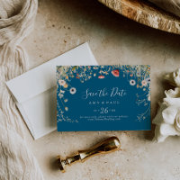 Navy Blissful Boho Wildblomme Vågrät Bröllop