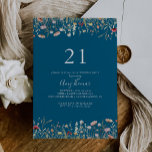 Navy Blissful Boho Wildflower 21st Birthday Party Inbjudningar<br><div class="desc">This navy blissful boho wildflower 21st birthday party invitation is perfect for a modern event. The design features pink,  purple,  blush,  yellow,  dusty blue,  red,  burgundy meadow wild flowers assembled in a seamless and delightful floral pattern,  evoking natural beauty.</div>