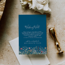 Navy Blissful Boho Wildflower Wedding Wishing Well Tilläggskort